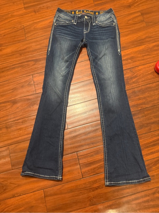 Rock Revival Denim - Rock Revival Indigo Boot Cut Jeans with White Contrast Stitching